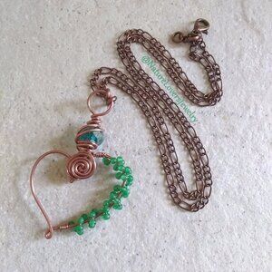 Exquisite & Handmade! Wire Wrapped Copper Heart Necklace ~ Lovers Gift For Her!